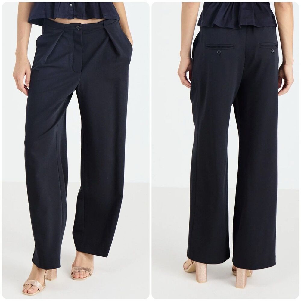 FREE PEOPLE Tyler Menswear Tailored Wide-Leg Trousers black Size XS